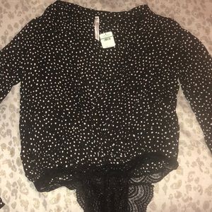 Free People long sleeve polka dot bodysuit